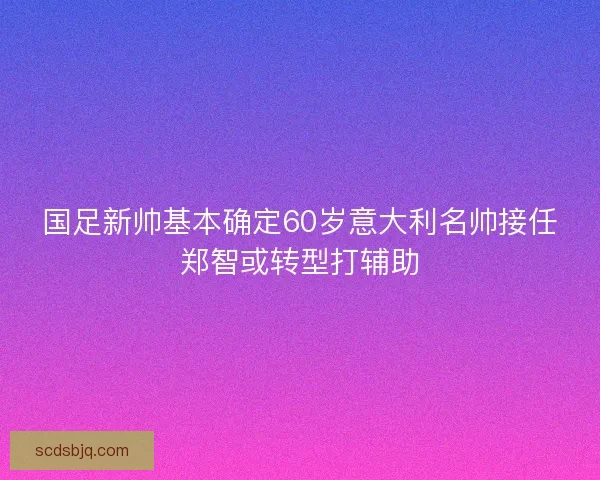 国足新帅基本确定60岁意大利名帅接任郑智或转型打辅助
