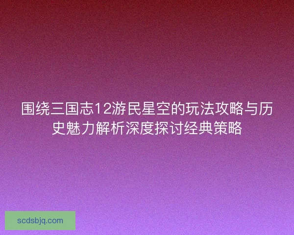 围绕三国志12游民星空的玩法攻略与历史魅力解析深度探讨经典策略