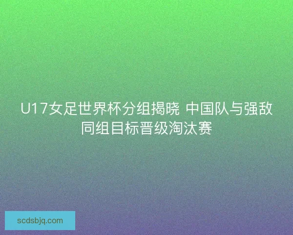 U17女足世界杯分组揭晓 中国队与强敌同组目标晋级淘汰赛